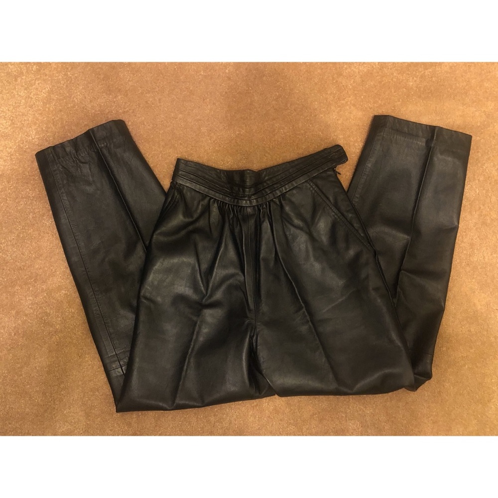 Vintage Black Lambskin Leather Pants